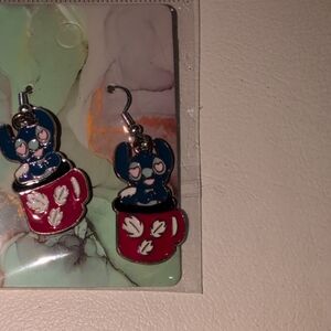 Blue and Red Stitch Pierced Earrings
